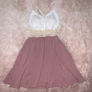 Mauve/white fit and flare dress
